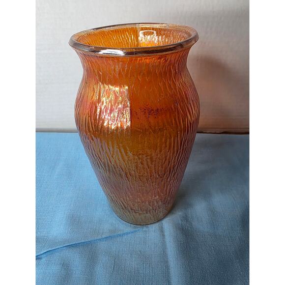 Jeanette Carnival Glass Marigold Tree Bark Vase 7 1/2" - Picture 2 of 5
